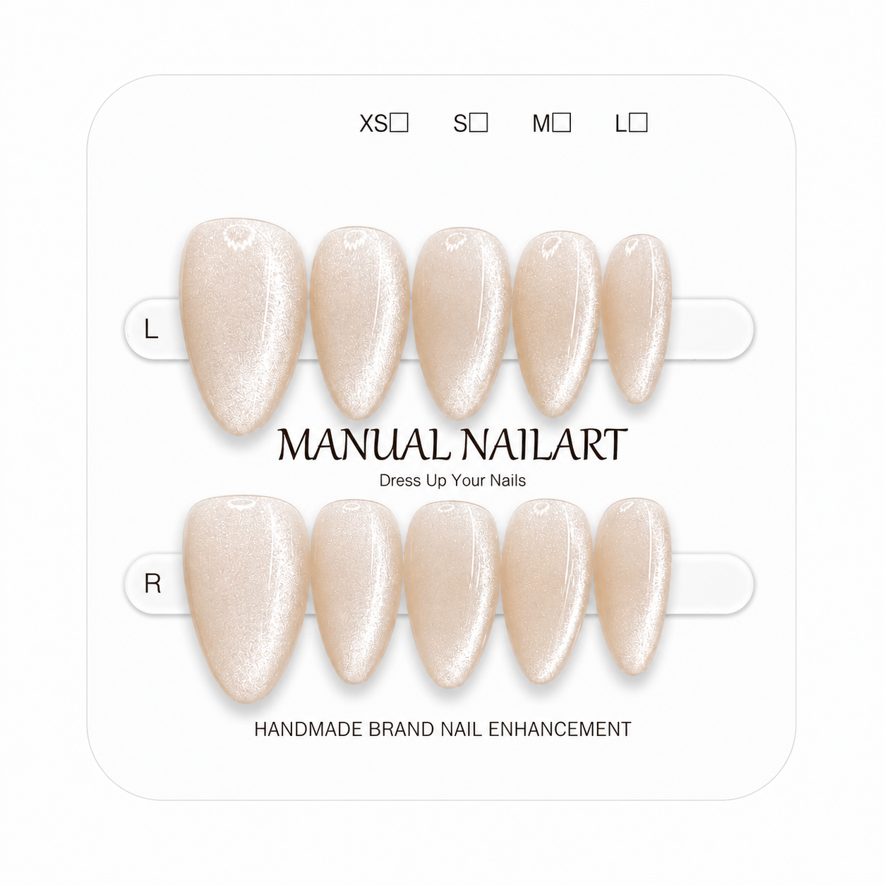 Almond Handmade 10pcs Press on Nails with Cat Eye Effect