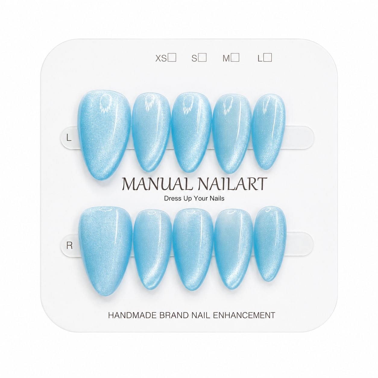 Almond Handmade 10pcs Press on Nails with Cat Eye Effect